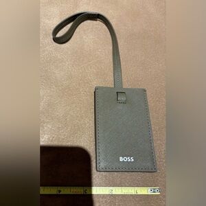Authentic HUGO BOSS Olive Leather Luggage Tag